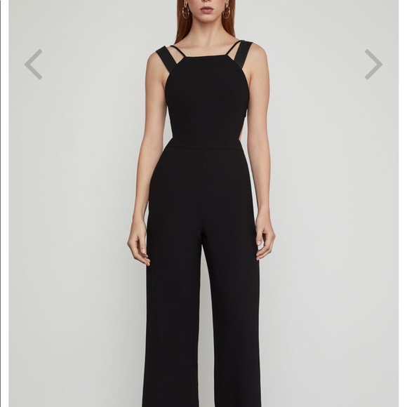 BCBG black jumpsuit pleather trimmed - Picture 1 of 7